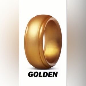 🩷 FREE WITH ANY PURCHASE Men's Silicone Gold Colored Wedding Band Ring Sz 9